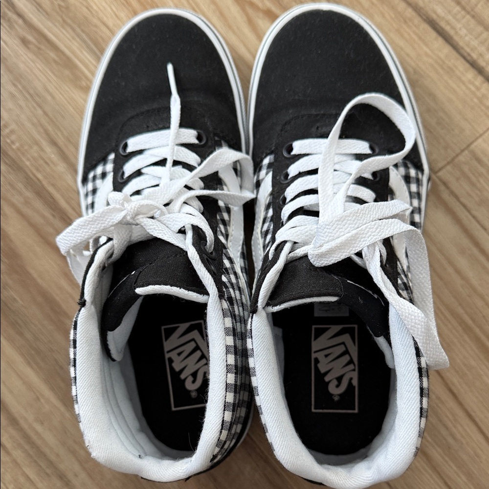 Vans Black and White Plaid High-Tops